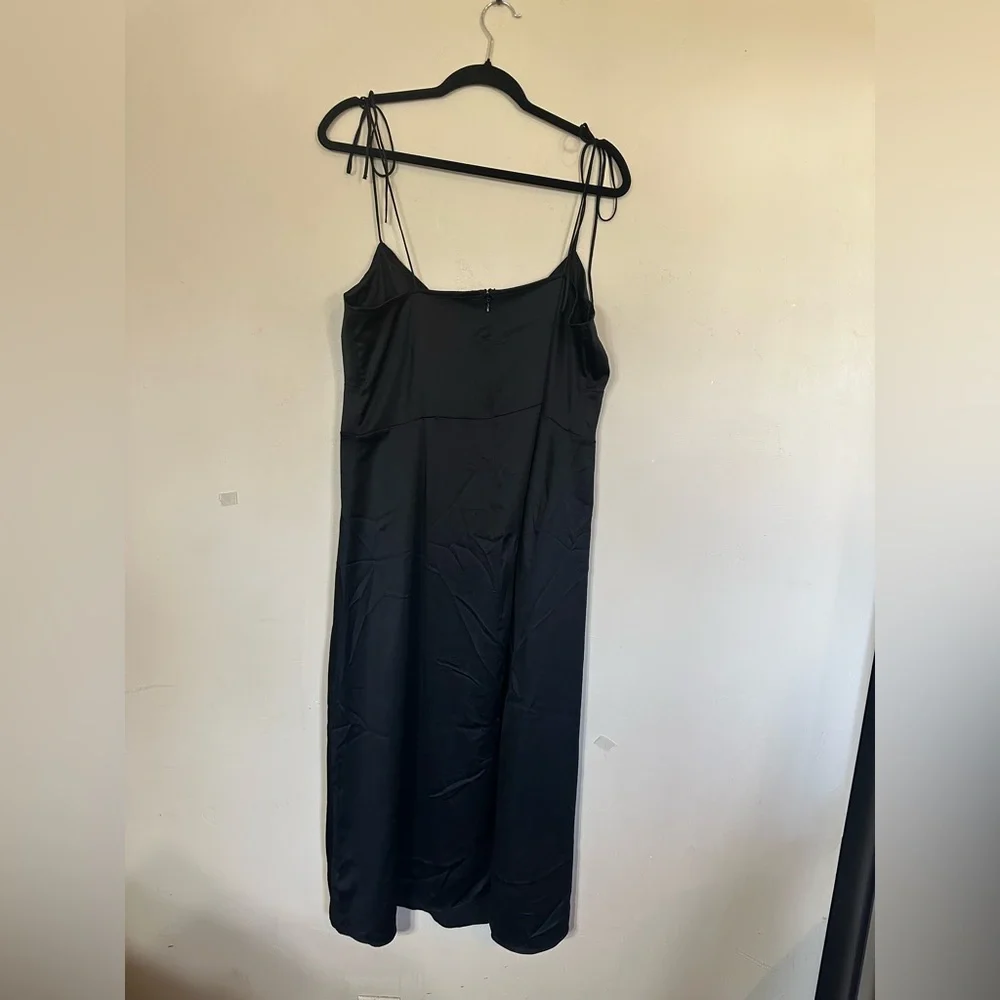 DANIELLE‎ BERNSTEIN Black Satin Tie-Shoulder Slip Dress